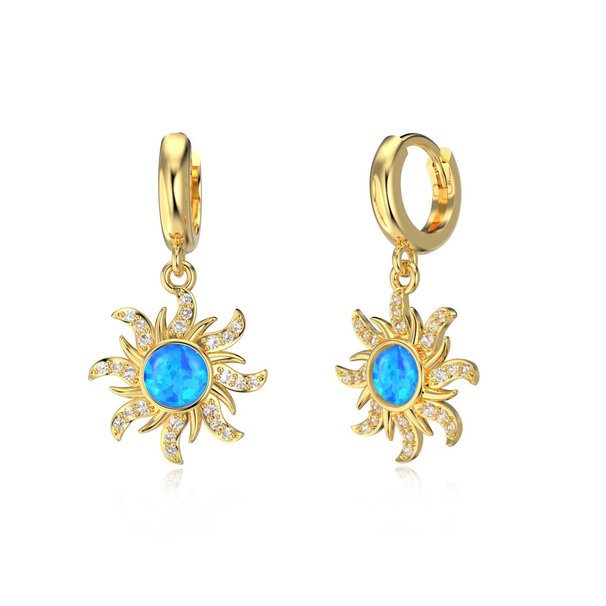 EARRING BLUE SUN GOLD PLATED