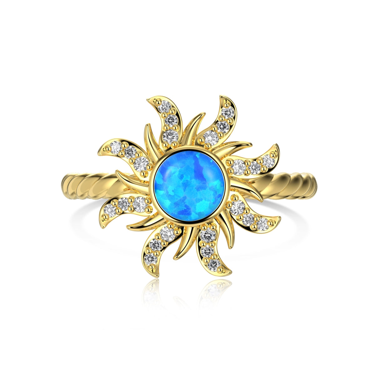 RING BLUE SUN GOLD PLATED